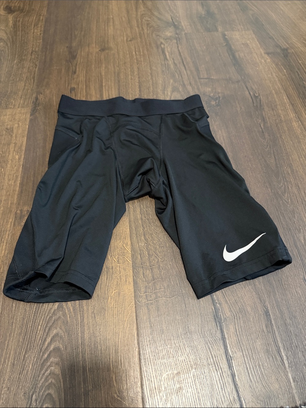 Nike Black Compression/slider Training Shorts with White Swoosh